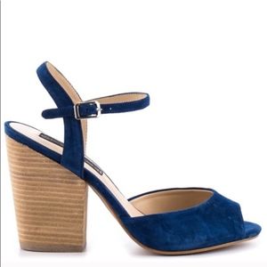 Steven by Steve Madden Blue Suede Wood Block Heels